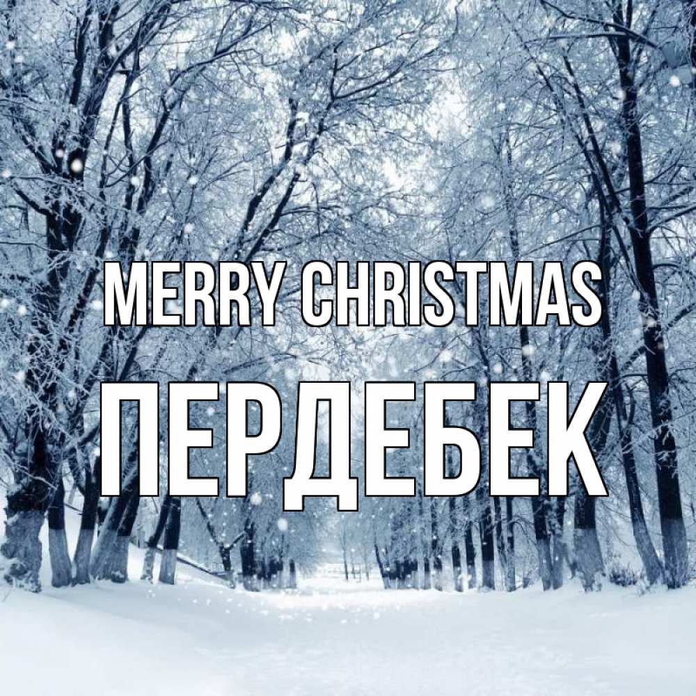 Greetings card с именем, ПЕРДЕБЕК Merry Christmas снег, лес, парк Greetings with text for free download 