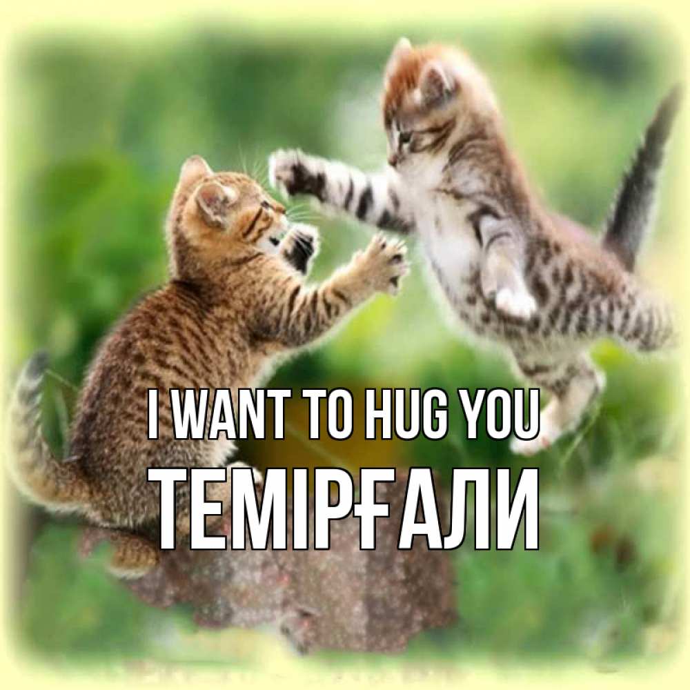 Greetings card с именем, ТЕМІРҒАЛИ I want to hug you игры котят Greetings with text for free download 