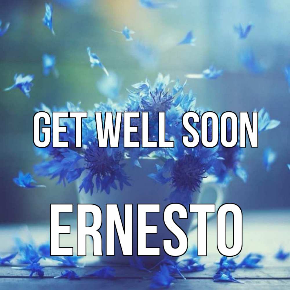 Greetings card с именем, Ernesto Get well soon кружка с зельем и цветами Greetings with text for free download 