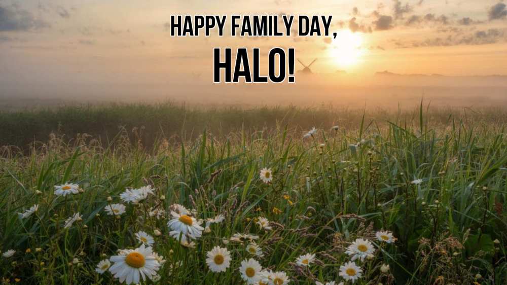Greetings card с именем, Halo happy family day с днем семьи Greetings with text for free download 
