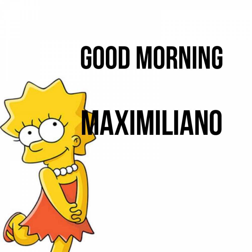 Greetings card с именем, Maximiliano Good morning в платье и ожерелье Greetings with text for free download 