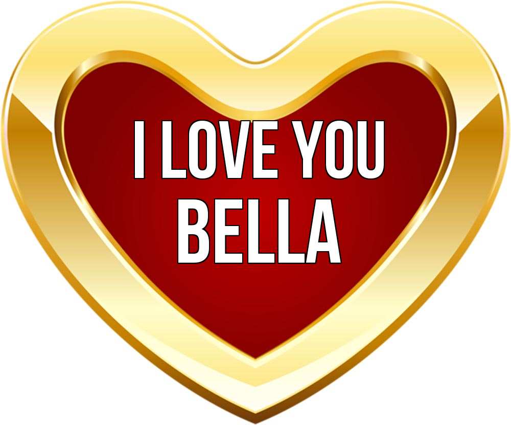 Greetings card с именем, Bella I love you из краски Greetings with text for free download 