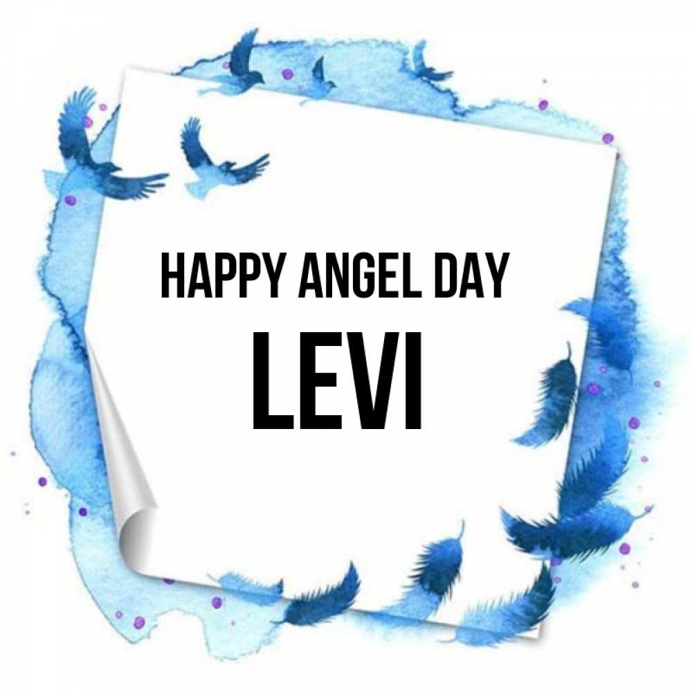 Greetings card с именем, Levi happy angel day красивые птицы летят Greetings with text for free download 