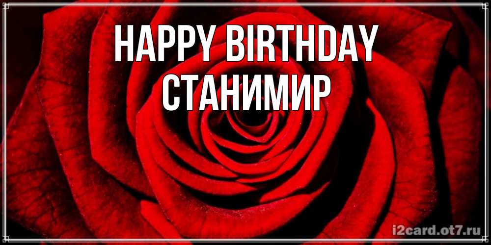 Greetings card с именем, Станимир Happy Birthday алая роза Greetings with text for free download 
