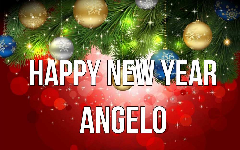 Greetings card с именем, Angelo Happy New Year новый год Greetings with text for free download 