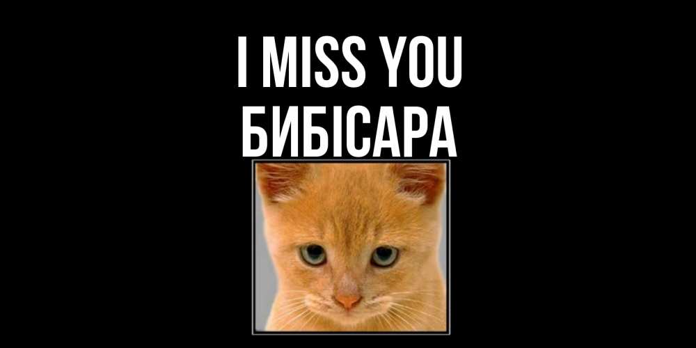 Greetings card с именем, БИБІСАРА I miss you открытки рыжий котенок скучает по тебе Greetings with text for free download 