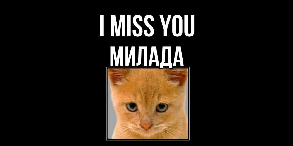 Greetings card с именем, Милада I miss you открытки рыжий котенок скучает по тебе Greetings with text for free download 