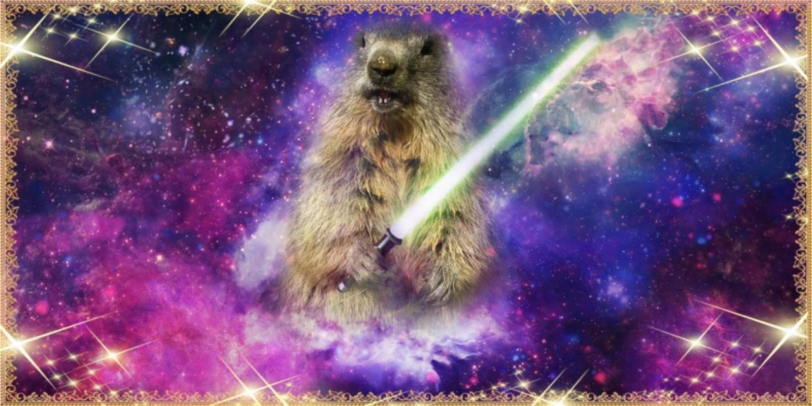 Открытка сурок джедай в космосе спокойной ночи  в стиле звездных войн Good night 