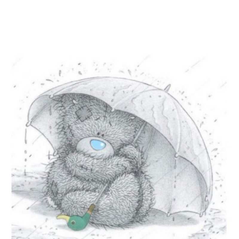 Открытка тедди под дождем  медвежонок с зонтом  Do not be sad 