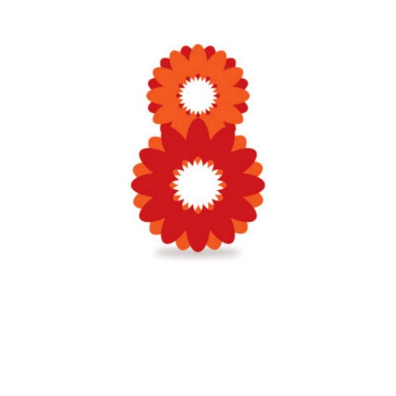 Открытка открытка с цифрой 8  восьмерка из лепестков  happy women`s day 