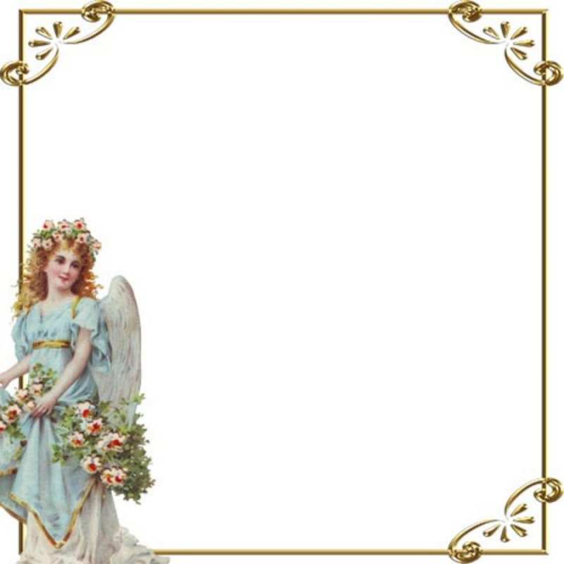 Открытка ангел в голубом платье и венке из цветов  с именинами от девушки ангела  happy angel day 