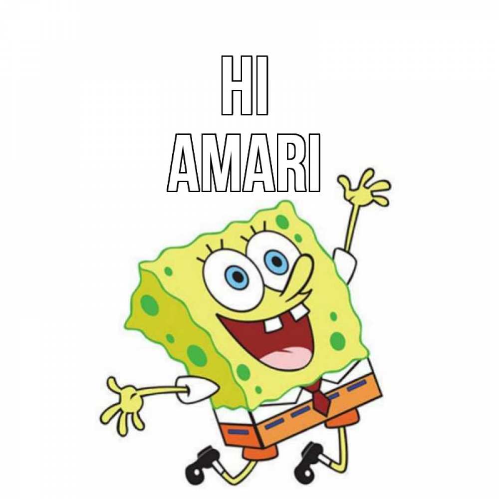 Greetings card с именем, Amari Hi губка боб в прыжке Greetings with text for free download 