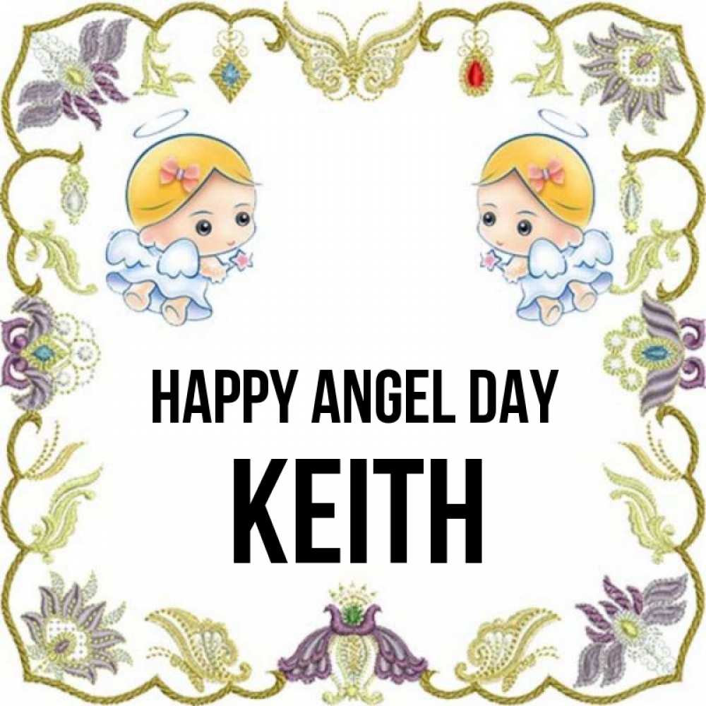 Greetings card с именем, Keith happy angel day маленькие ангелы с крылышками Greetings with text for free download 