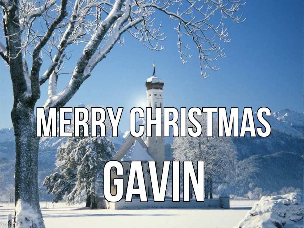 Greetings card с именем, Gavin Merry Christmas зима, храм, костел Greetings with text for free download 
