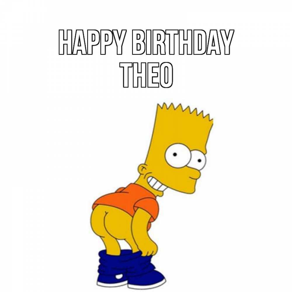 Greetings card с именем, Theo Happy Birthday прикольные поздравления Greetings with text for free download 