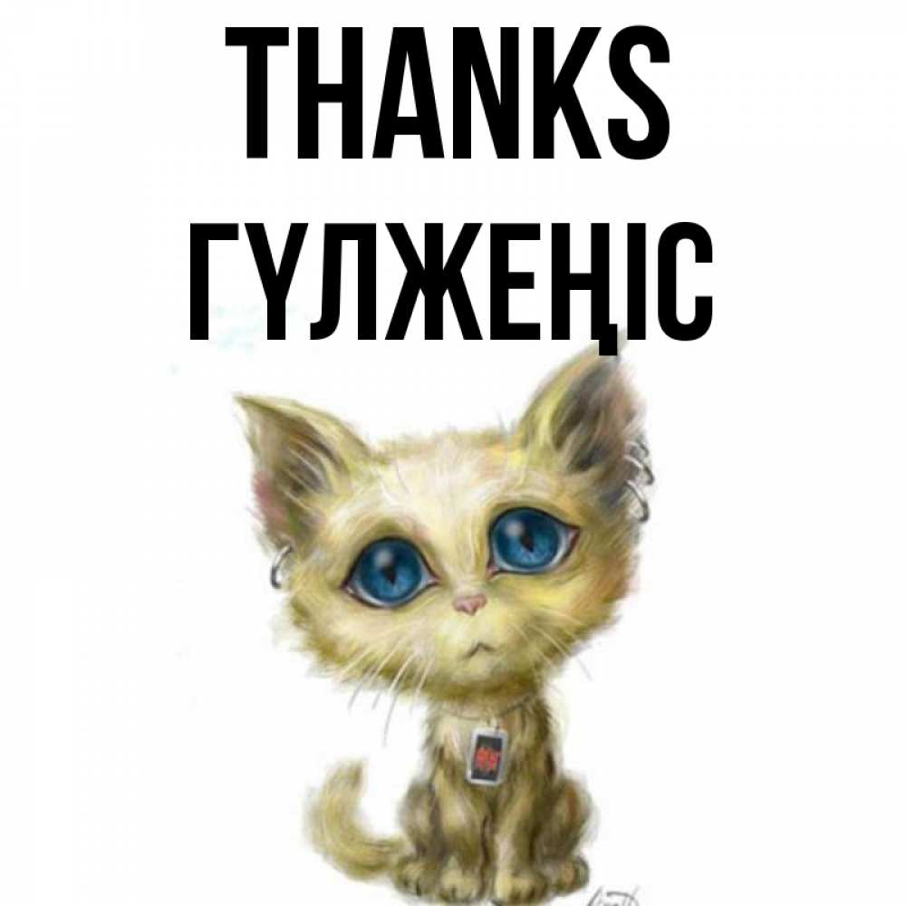 Greetings card с именем, ГҮЛЖЕҢІС Thanks рисованный кот благодарит вас Greetings with text for free download 