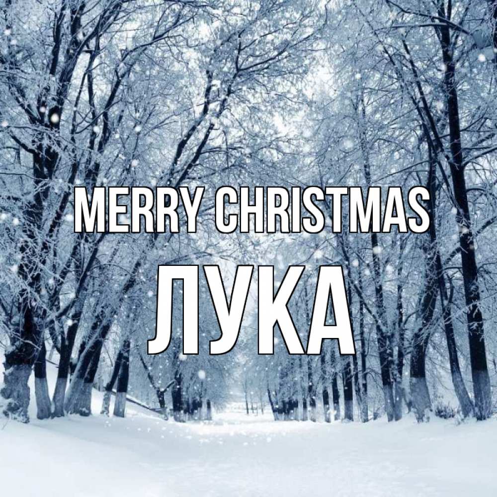 Greetings card с именем, Лука Merry Christmas снег, лес, парк Greetings with text for free download 