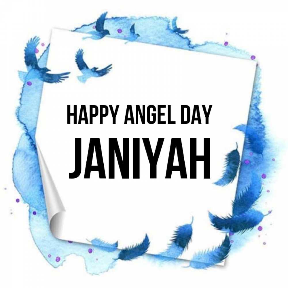 Greetings card с именем, Janiyah happy angel day красивые птицы летят Greetings with text for free download 