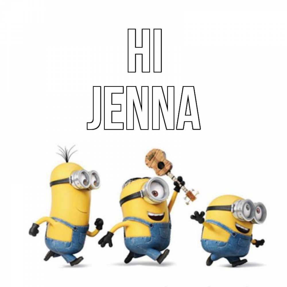 Greetings card с именем, Jenna Hi веселые человечики Greetings with text for free download 