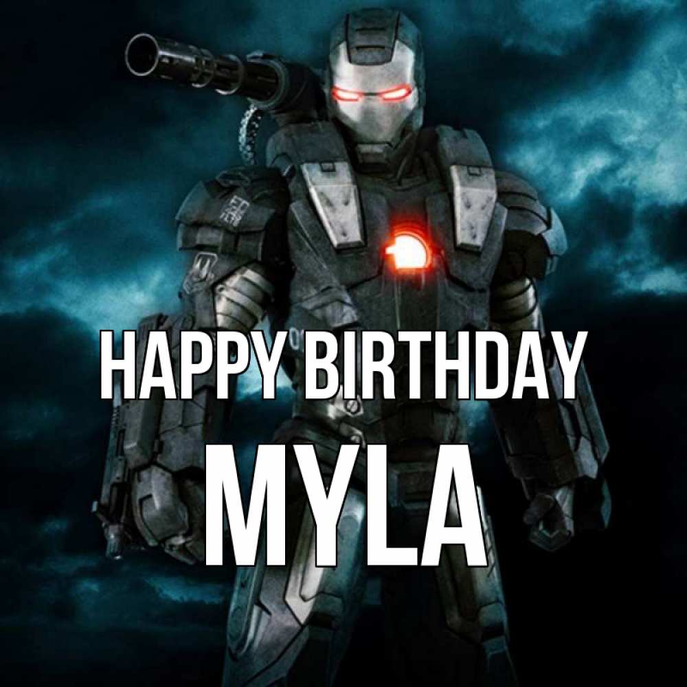 Greetings card с именем, Myla Happy Birthday марвел супергерой в новом костюме Greetings with text for free download 