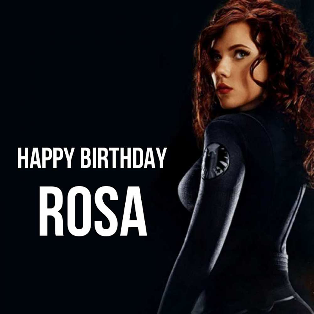 Greetings card с именем, Rosa Happy Birthday Марвел черная вдова Greetings with text for free download 