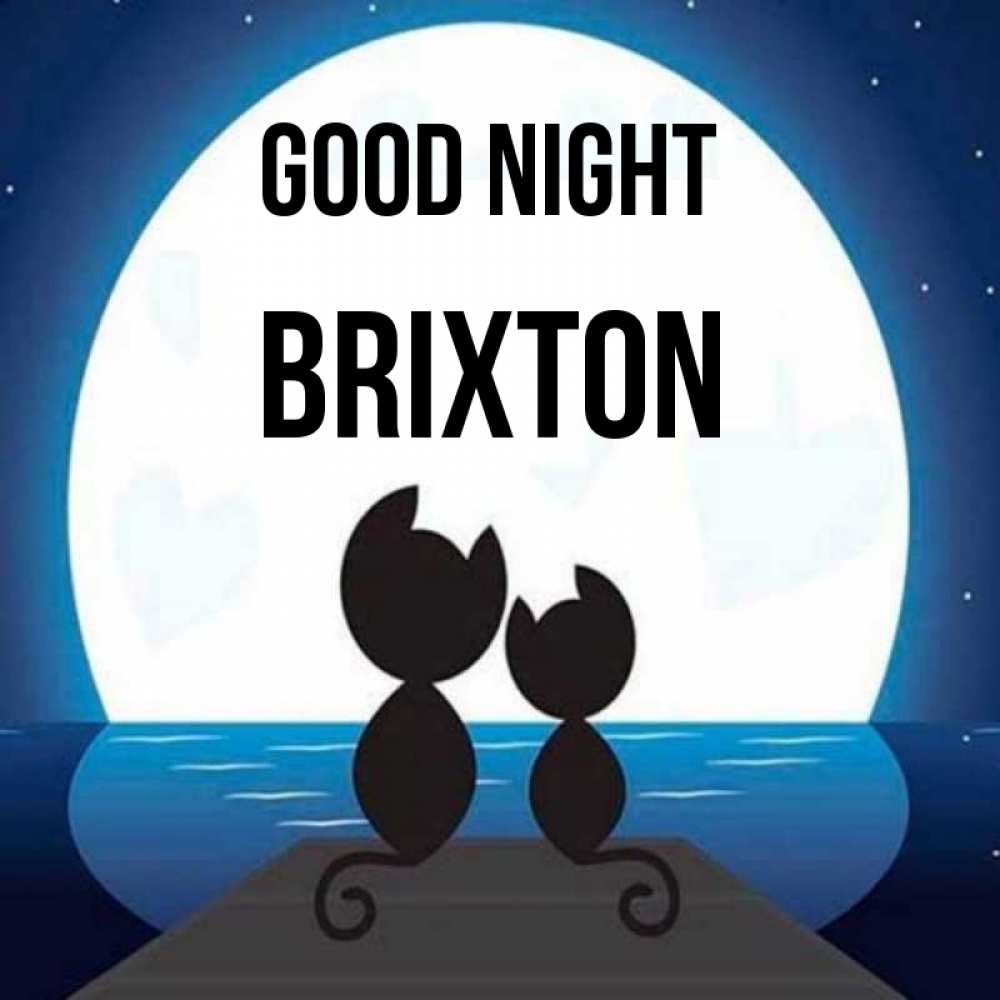 Greetings card с именем, Brixton Good night луна море мост Greetings with text for free download 