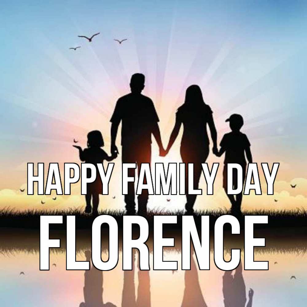 Greetings card с именем, Florence happy family day сын, дочка, мама, папа, море , закат Greetings with text for free download 