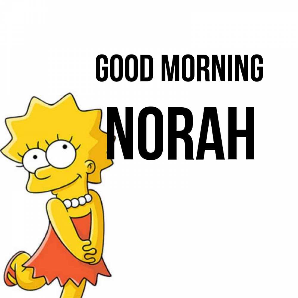 Greetings card с именем, Norah Good morning в платье и ожерелье Greetings with text for free download 
