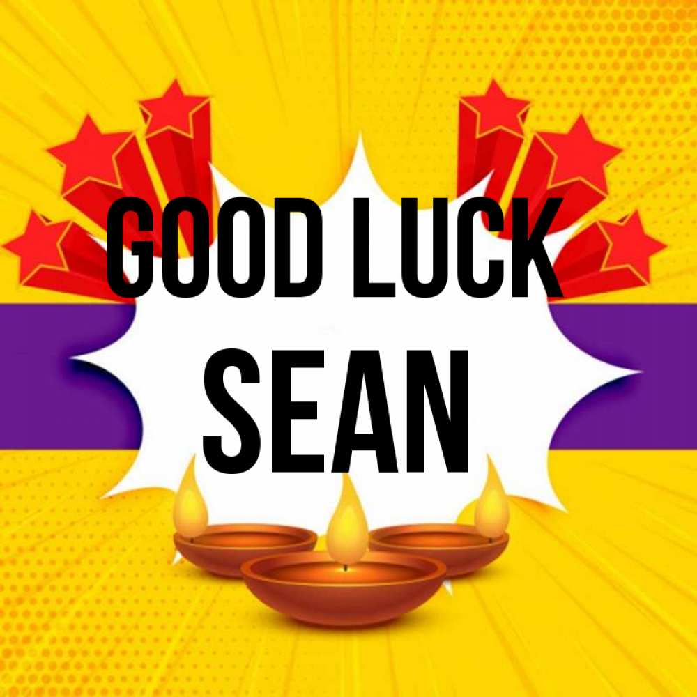 Greetings card с именем, Sean Good luck векторное изображение Greetings with text for free download 