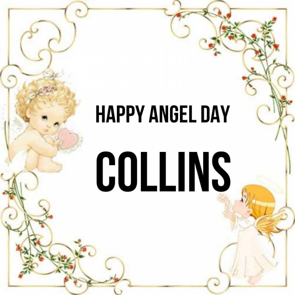 Greetings card с именем, Collins happy angel day ангелы желают прекрасных именин Greetings with text for free download 