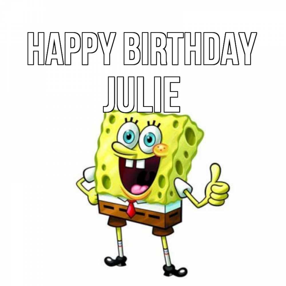 Greetings card с именем, Julie Happy Birthday герои мультфильмов Greetings with text for free download 
