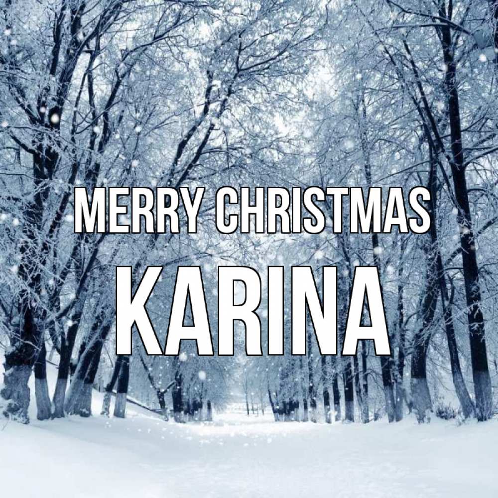 Greetings card с именем, Karina Merry Christmas снег, лес, парк Greetings with text for free download 