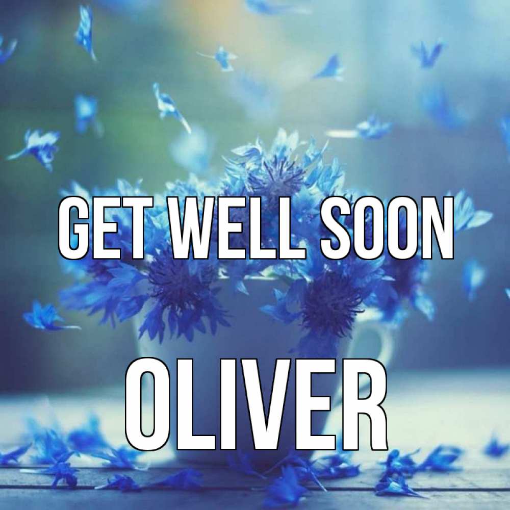 Greetings card с именем, Oliver Get well soon кружка с зельем и цветами Greetings with text for free download 