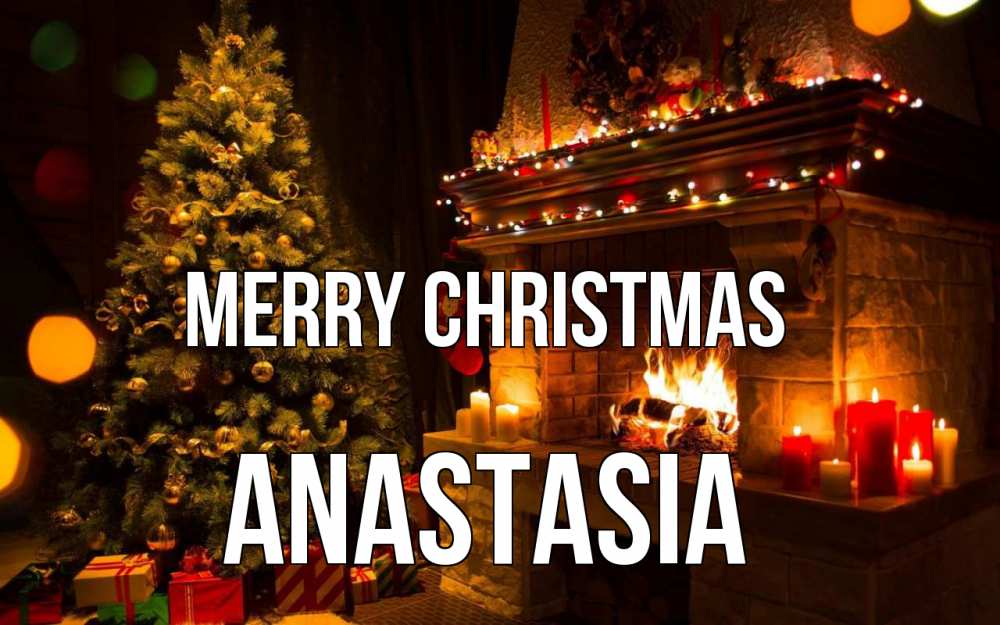 Greetings card с именем, Anastasia Merry Christmas новый год Greetings with text for free download 