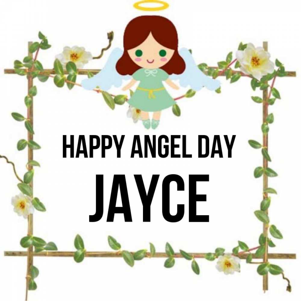 Greetings card с именем, Jayce happy angel day Ангел с нимбом Greetings with text for free download 