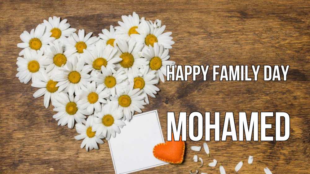 Greetings card с именем, Mohamed happy family day с днем семьи Greetings with text for free download 