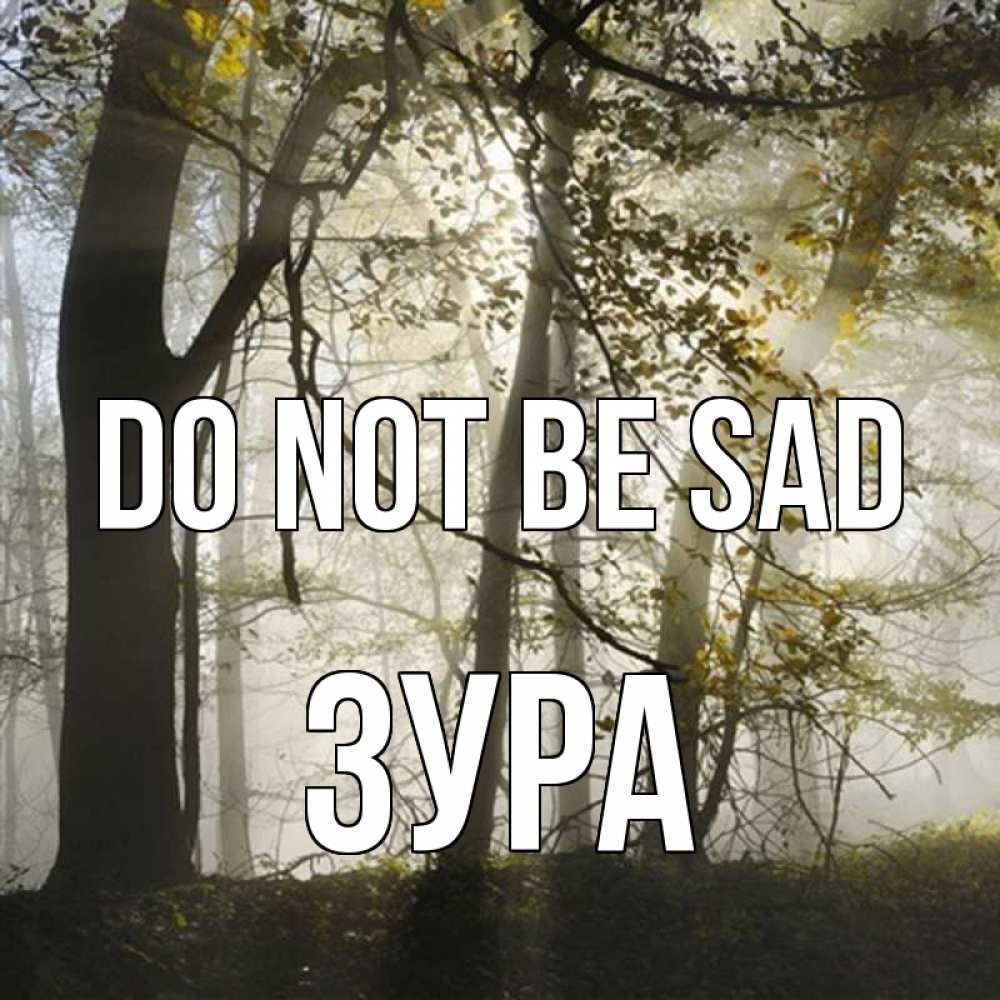Greetings card с именем, ЗУРА Do not be sad лес и свет Greetings with text for free download 