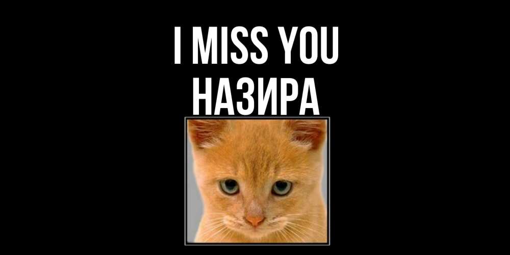 Greetings card с именем, Назира I miss you открытки рыжий котенок скучает по тебе Greetings with text for free download 