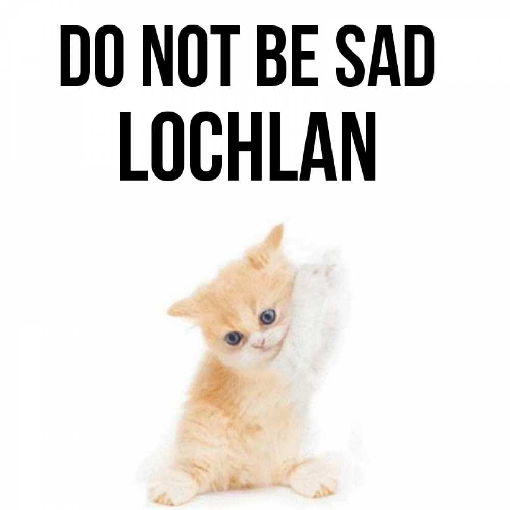 Greetings card с именем, Lochlan Do not be sad просящий кот Greetings with text for free download 