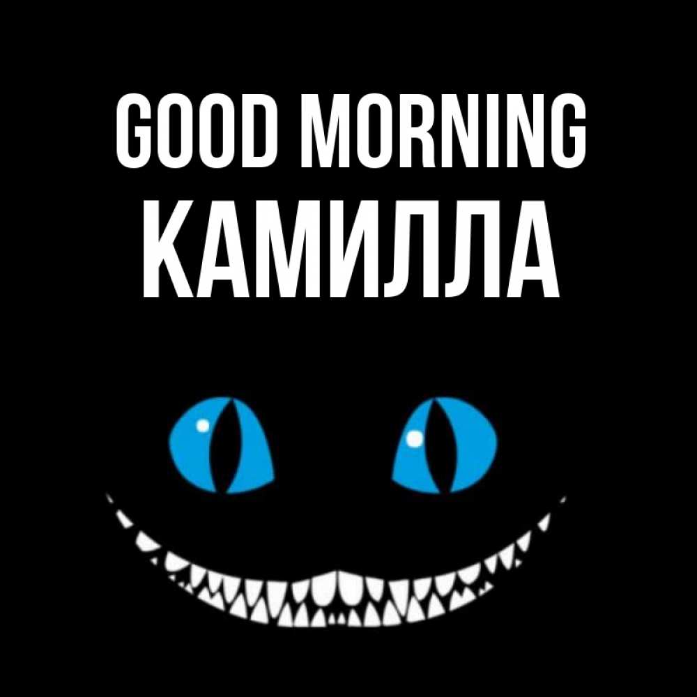 Greetings card с именем, Камилла Good morning голубые глаза и зубки Greetings with text for free download 
