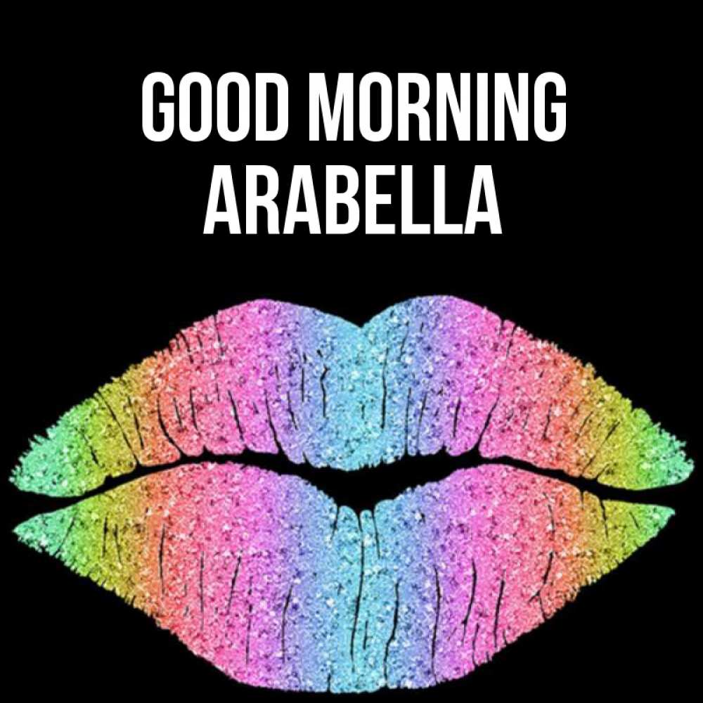 Greetings card с именем, Arabella Good morning радужные губы Greetings with text for free download 