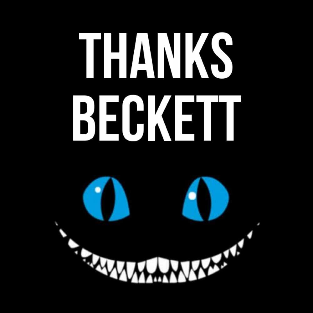 Greetings card с именем, Beckett Thanks благодарю от чеширика Greetings with text for free download 