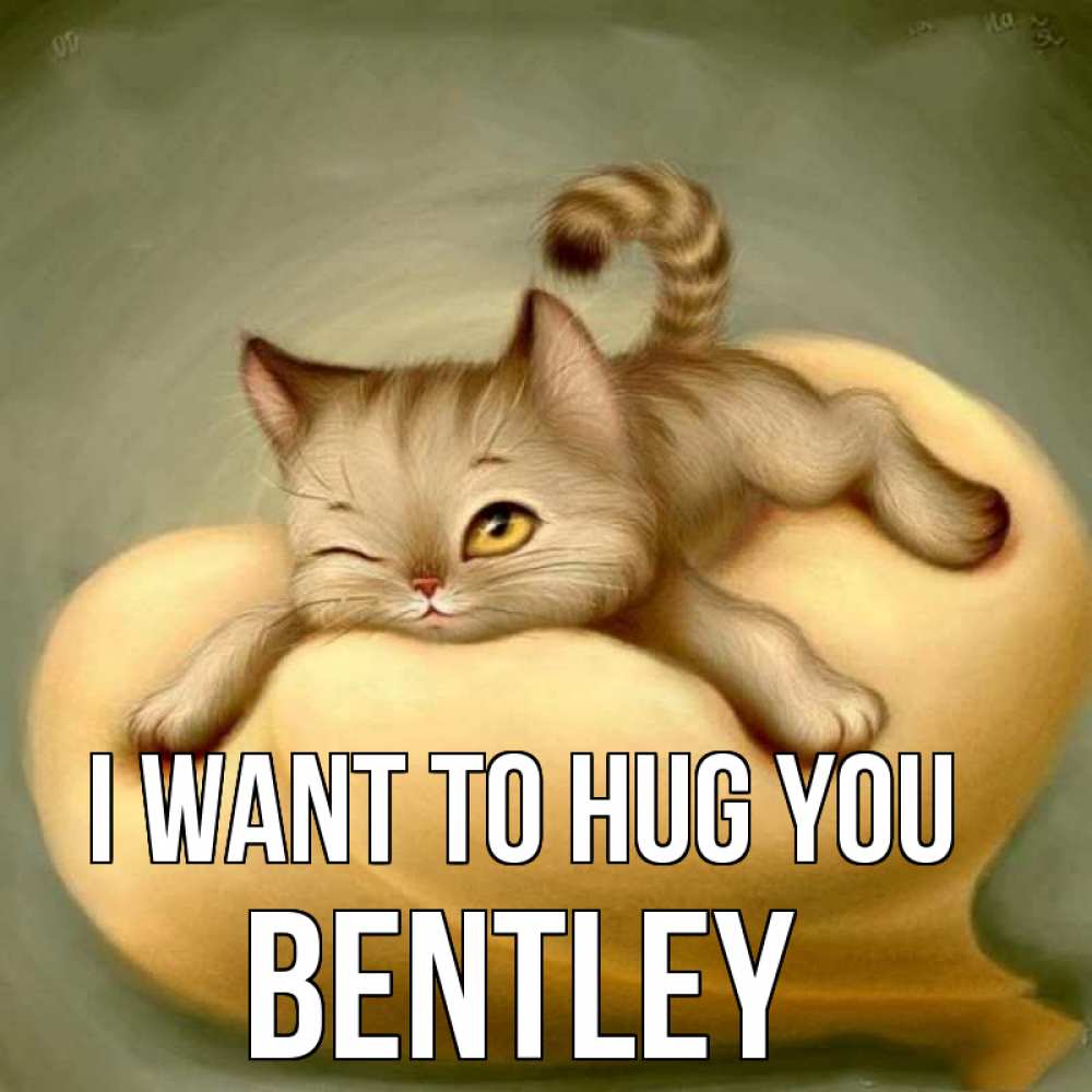 Greetings card с именем, Bentley I want to hug you кошечка Greetings with text for free download 