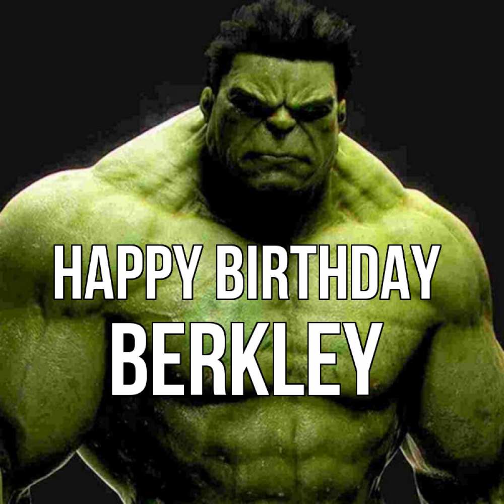 Greetings card с именем, Berkley Happy Birthday зеленый супергерой марвел Greetings with text for free download 