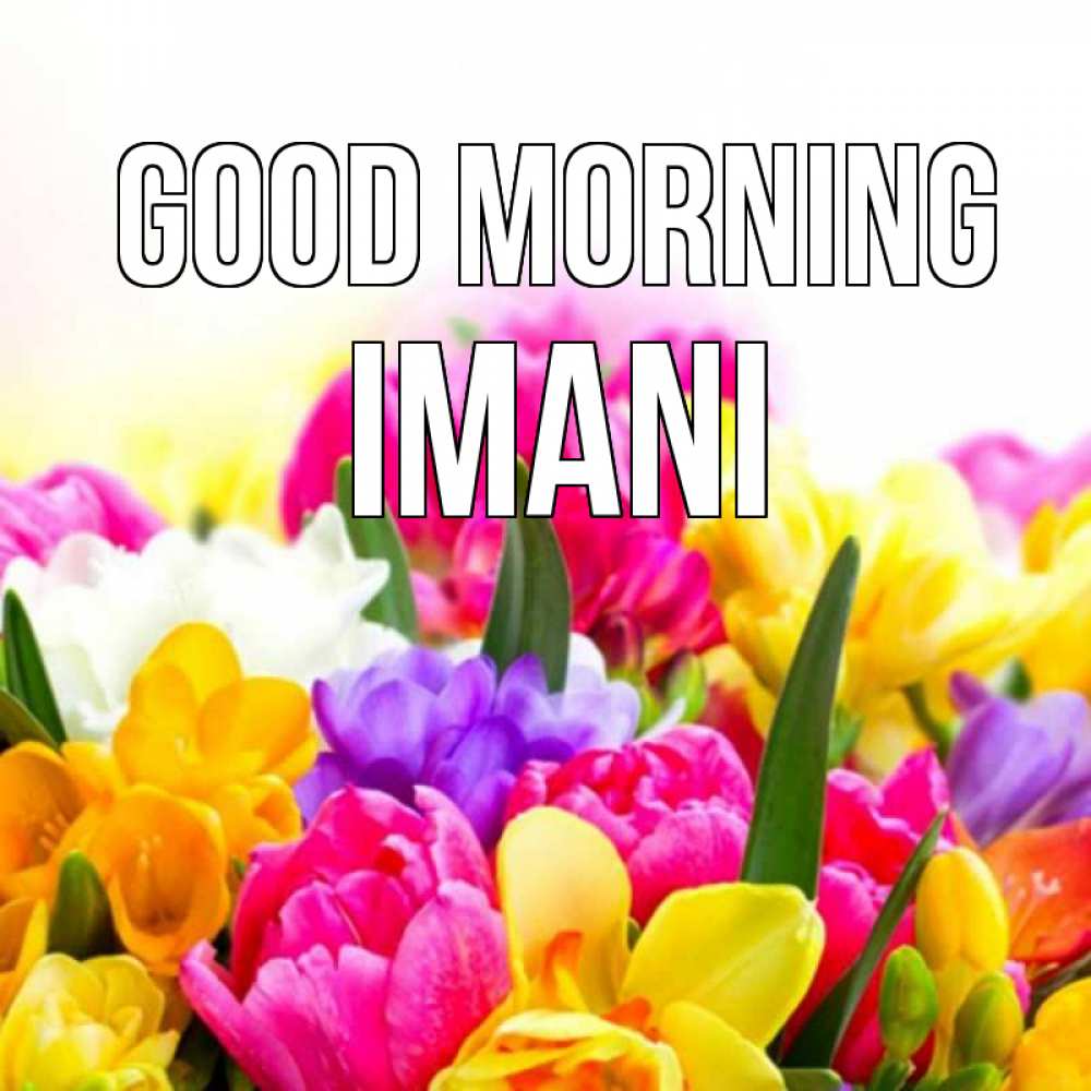 Greetings card с именем, Imani Good morning создать открытку со свое подписью Greetings with text for free download 