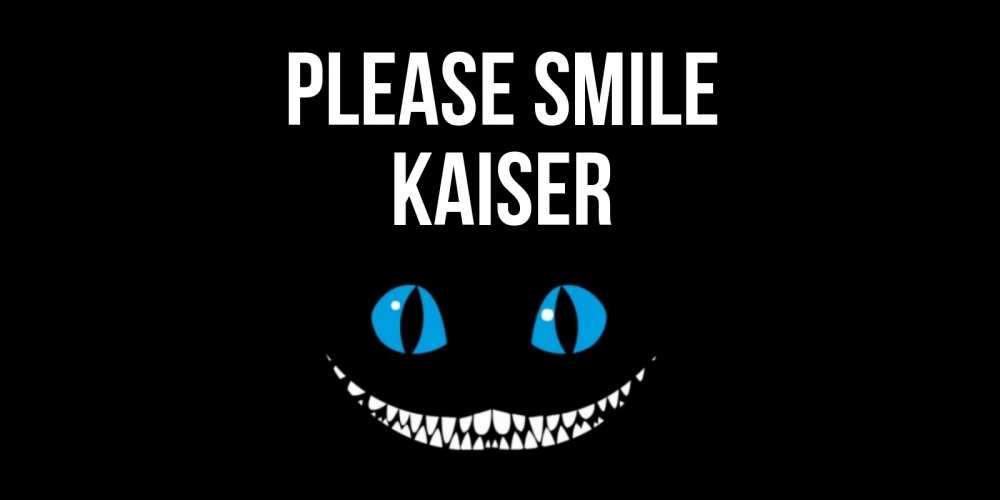 Greetings card с именем, Kaiser Please smile кот улыбается Greetings with text for free download 