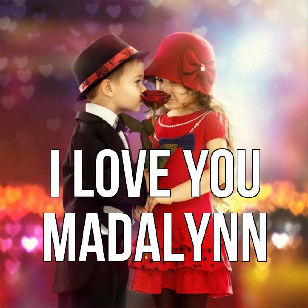 Greetings card с именем, Madalynn I love you черное и красное и роза Greetings with text for free download 