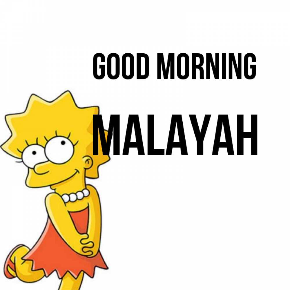 Greetings card с именем, Malayah Good morning в платье и ожерелье Greetings with text for free download 