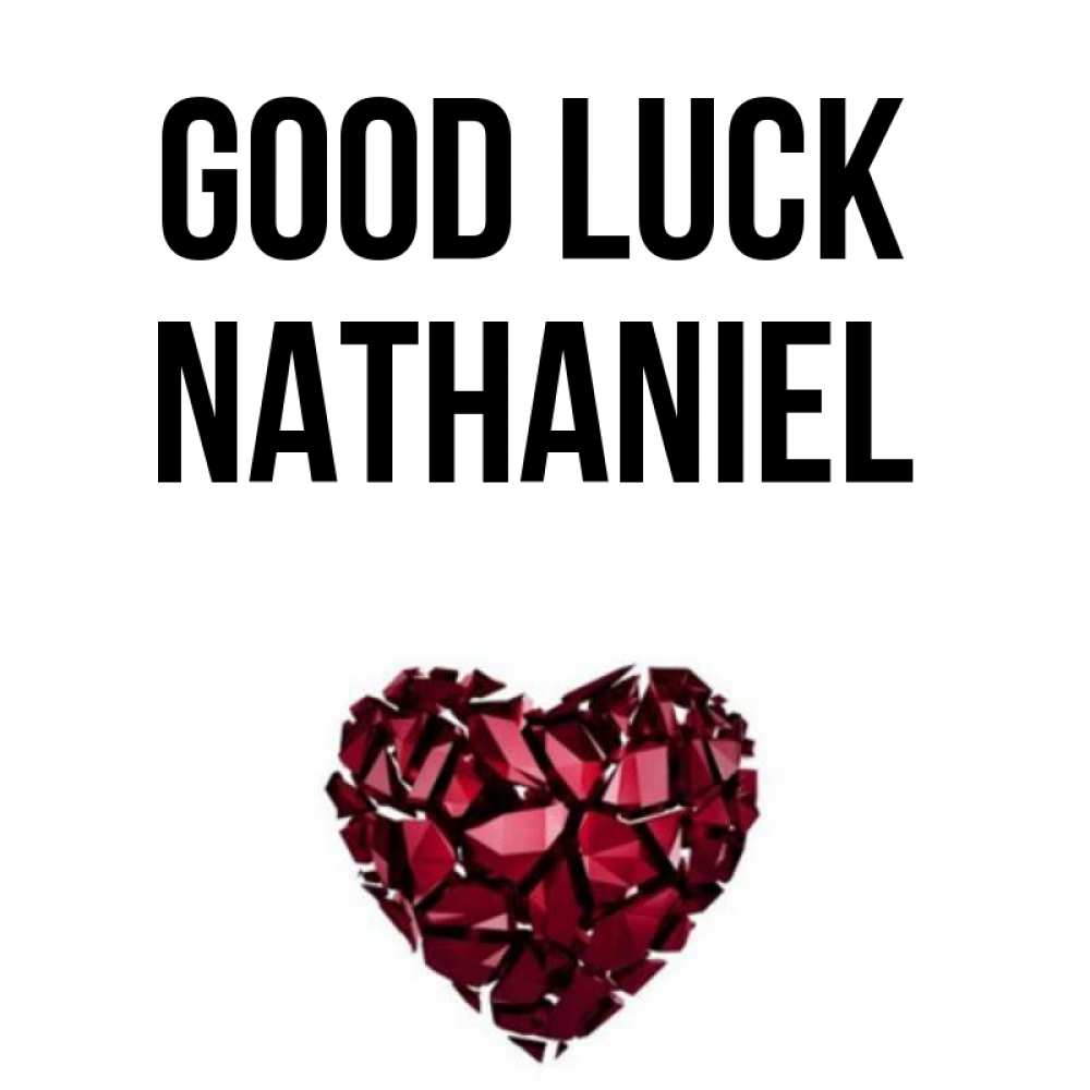 Greetings card с именем, Nathaniel Good luck бордовое из кристаллов  1 Greetings with text for free download 