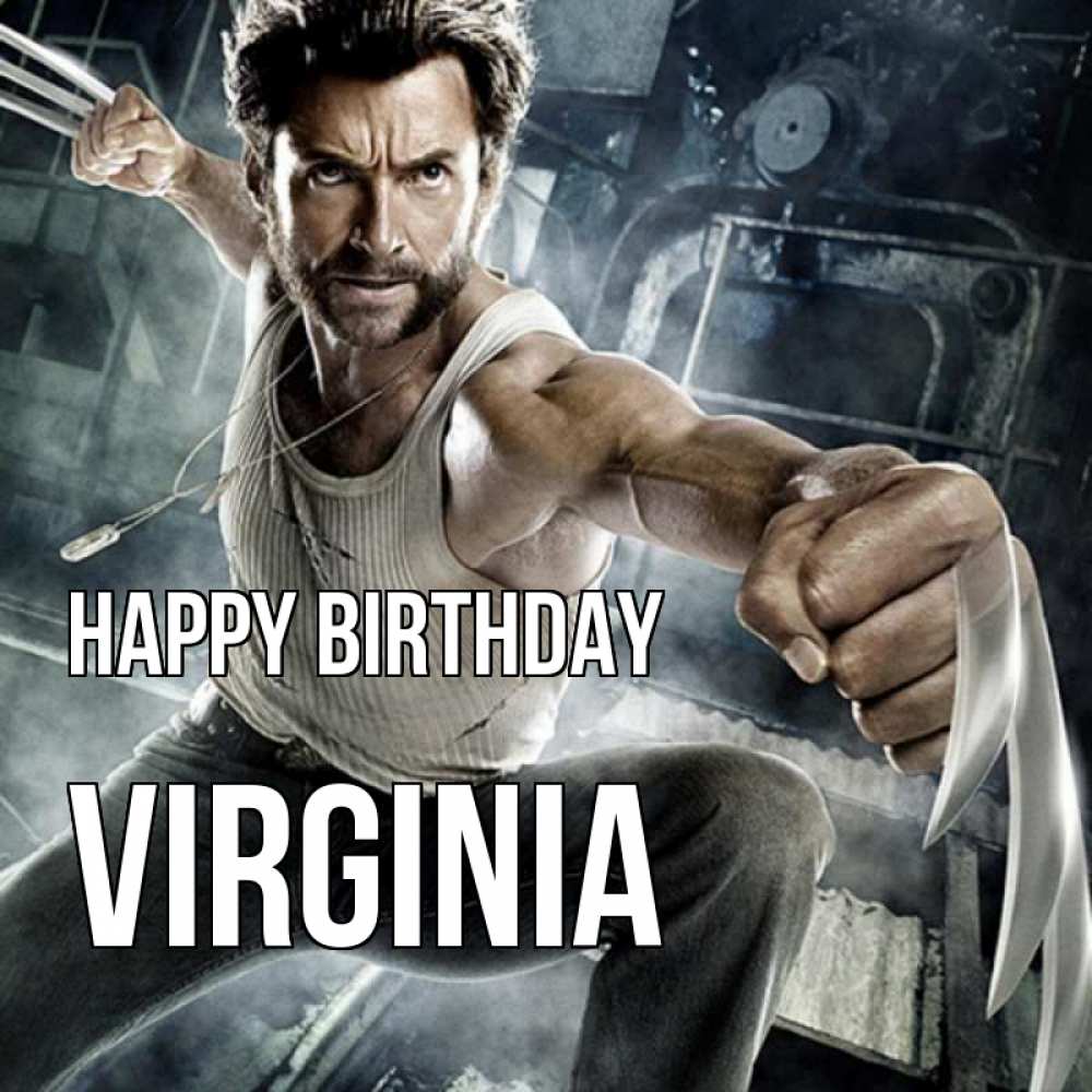 Greetings card с именем, Virginia Happy Birthday супергерой в ярости Greetings with text for free download 